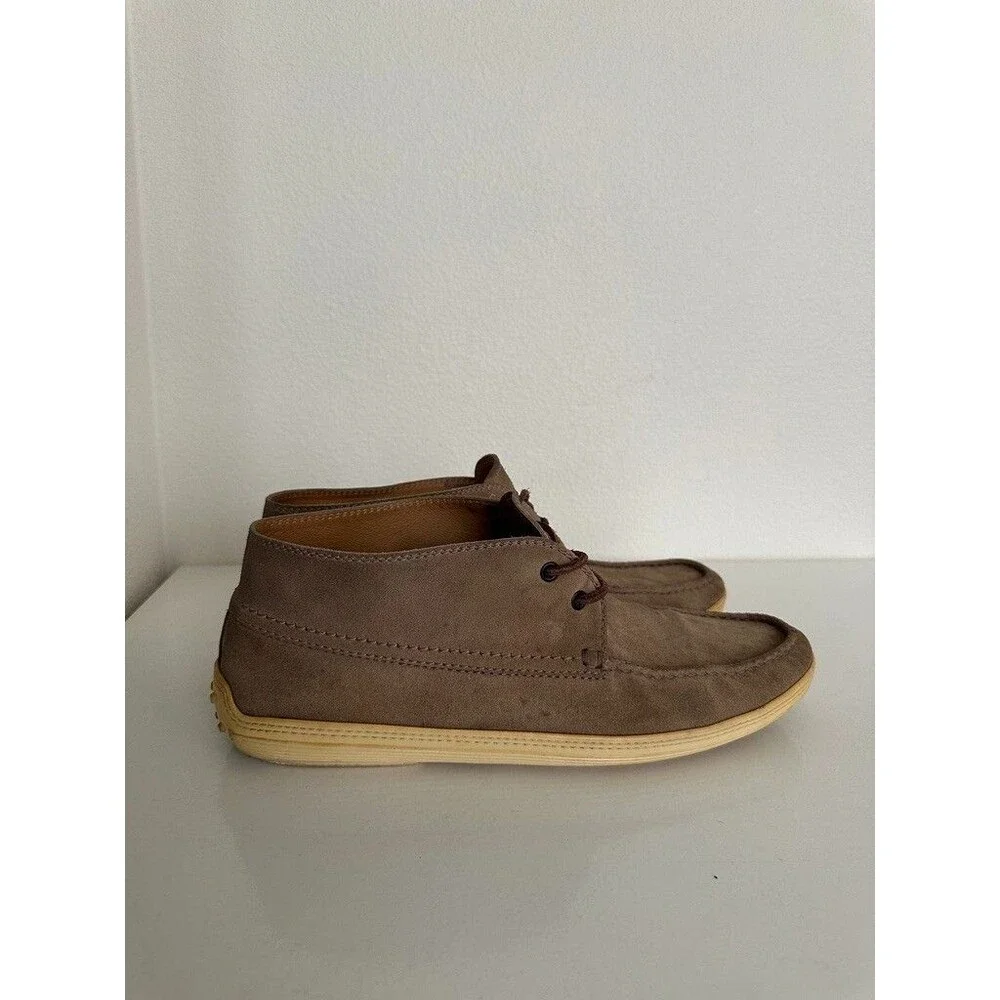 Tod's Suede Chukka Boot Sneaker Desert Tan Lace Up Leather Italy Men's Size 10.5
